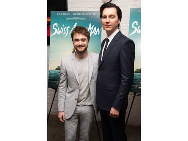 Daniel Radcliffe (L) and Paul Dano attend the premiere of "Swiss Army Man" at Metrograph on June 21, 2016 in New York.