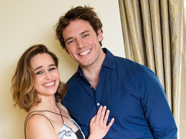 Actors Emilia Clarke and Sam Claflin pose for a portrait to promote "Me Before You" in New York, May 21, 2016.