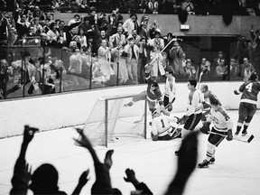 Detroit's Olympia Stadium erupts after Gordie Howe scores the 545th goal of his NHL career on Nov. 10, 1963.