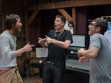 L-R: AKiva Shaffer, Andy Samberg and Jorma Taccone star in "Popstar: Never Stop Never Stopping."