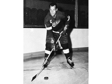 Gordie Howe of the Detroit Red Wings in posed action, October 22, 1959. The man known as Mr. Hockey has died. The Detroit Red Wings say Gordie Howe has died at age 88.