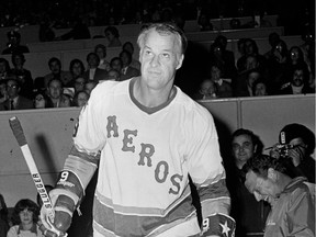 Gordie Howe steps onto the ice against the Montreal Canadiens in the 1970's at the Montreal Forum in Montreal, Quebec, Canada.