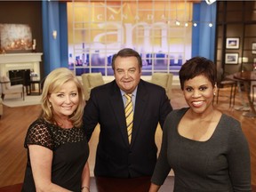 Hosts Beverly Thomson, left to right, Jeff Hutcheson and Marci Ien pose in this undated handout photo. After 43 seasons, CTV's popular morning show "Canada AM'' is ending as the network looks to evolve its programming. CTV says the show, billed as "Canada's most-watched national morning newsmagazine,'' will air its final episode this Friday. Co-hosts Beverly Thomson and Marci Ien will continue to stay with Bell Media while Jeff Hutcheson will begin his previously announced retirement.