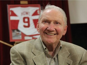Lorne Richardson, 91, was a friend of and former teammate of Gordie Howe, was all smiles as he recalled memories of Mr. Hockey during a school assembly at King George Community School on Wednesday. The assembly, which served as a chance to celebrate the school's current athletes, also included a tribute to the NHL great that started his long and fruitful hockey career at the King George Community school rink.