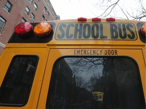 A 78-year-old woman was taken to the hospital with non life-threatening injuries after she was struck by a school bus on Thursday afternoon.