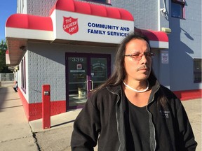 Fabian stands outside the Salvation Army shelter on 19th Street in Saskatoon on June 18, 2016. He has been homeless since getting out of jail on June 3.