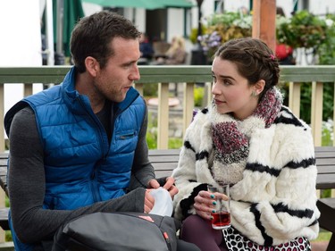 Matthew Lewis as Patrick and Emilia Clarke as Lou Clark in "Me Before You."