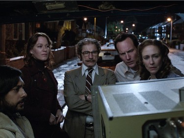 L-R: Abhi Sinha, Franka Potente, Sion McBurney, Patrick Wilson and Vera Farmiga star in "The Conjuring 2."