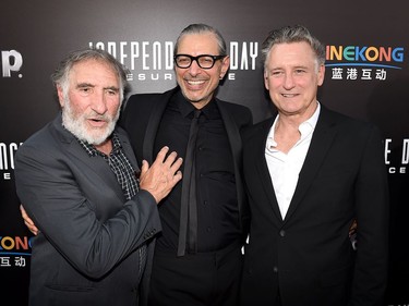 L-R: Actors Judd Hirsch, Jeff Goldblum and Bill Pullman attend the premiere of 20th Century Fox's "Independence Day: Resurgence" at TCL Chinese Theatre on June 20, 2016 in Hollywood, California.