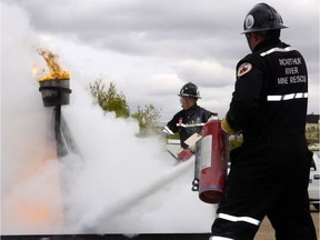 A crew from Cameco's McArthur River uranium mine takes part in the Saskatchewan Mining Association's 2015 mine rescue skills competition in Regina.