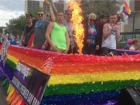 Revellers take part in Saskatoon's annual Pride parade on June 11, 2016. (Jason Warick/Saskatoon StarPhoenix)