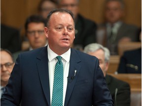Saskatchewan Finance Minister Kevin Doherty delivers his budget speech at the Legislative Building in Regina on June 1, 2016.