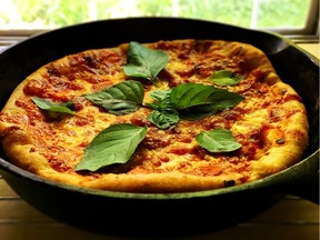 Cast-Iron Skillet Pepperoni Pizza.