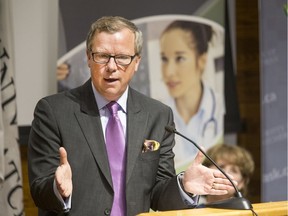 Saskatchewan premier Brad Wall at the Royal University Hospital at the announcement that the province's Saskatchewan Center for Cyclotron is now supplying radioisotopes to the hospita