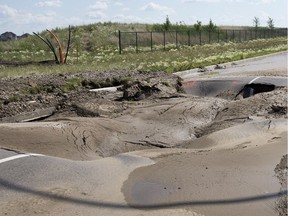 The north end of McOrmond Drive is closed due to a sink hole which has caused a drinking water advisory in the area of the city, June 27, 2016.