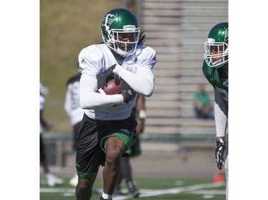 Receiver Naaman Roosevelt at Saskatchewan Roughriders training camp in Saskatoon, June 6, 2016.