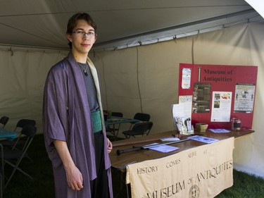 William Carlson from the Museum of Antiquities at the University of Saskatchewan stands by his booth at the PotashCorp Saskatchewan Children's Festival in Kiwanis Park in Saskatoon, June 4, 2016.