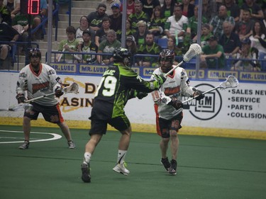 Buffalo Bandits #19 Chad Culp moves past The Saskatchewan Rush during play during the NLL Championship game at SaskTel Centre in Saskatoon, June 4, 2016.