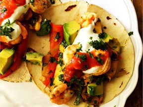 Shrimp Fajitas with Peppers and Zucchini.