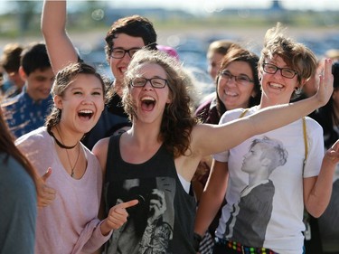 Fans wait in line for the Justin Bieber concert at SaskTel Centre Saskatoon on June 16, 2016.