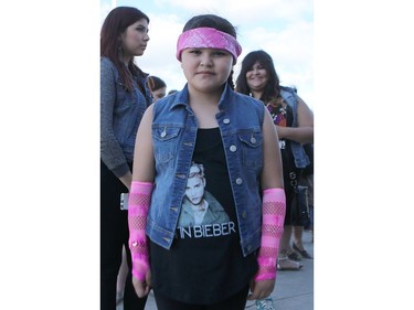 Julia Johnson waits in line for the Justin Bieber concert at SaskTel Centre in Saskatoon on June 16, 2016.