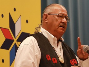 Eugene Arcand speaks on the importance of our own Calls to Action during the Wicihitowin Speaker Series event on the Truth and Reconciliation Commission's 94 Calls to Action at Frances Morrison library in Saskatoon Monday morning.