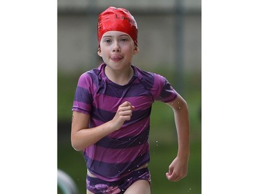 Alexandra Malanowich competes in the Kids of Steel Triathlon at Riversdale Pool and Victoria Park in Saskatoon on June 19, 2016.