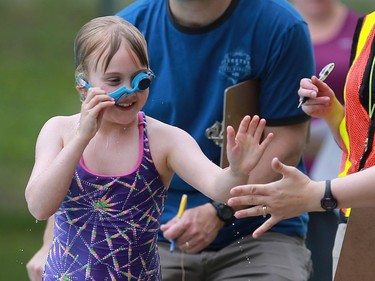 Emilie Gravel competes in the Kids of Steel Triathlon at Riversdale Pool and Victoria Park in Saskatoon on June 19, 2016.