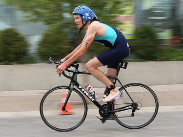 Calgary's Doug Wickware placed second with a time of 2:07:39 in the Men's Pro category at the Subaru 5i50 Saskatoon Triathlon on June 26, 2016.