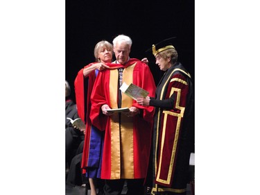 Gordie Howe receives his honorary doctorate of laws from the University of Saskatchewan in Saskatoon, June 3, 2010.