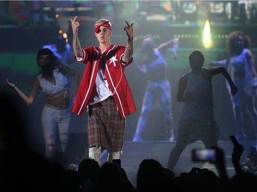 Justin Bieber performs to a sold-out crowd at SaskTel Centre in Saskatoon on June 16, 2016.