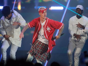 Justin Bieber performs to a sold-out crowd at SaskTel Centre in Saskatoon on June 16, 2016.