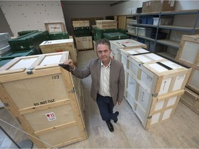 Remai Modern gallery CEO Gregory Burke with items in storage at the Mendel, Thursday, June 02, 2016.