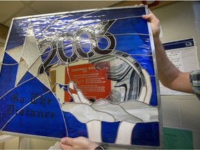 Vandals damaged stained glass panels at Dundonald School on the weekend.