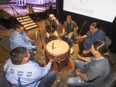 About 200 grads took part in convocation ceremonies for the Saskatchewan Indian Institute of Technologies at Prairieland Park, June 16, 2016. A grand entry was led by the eagle staff and buffalo dancer Donnie Speidel, along with the music of the Wild Horse Singers.