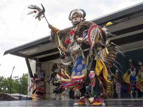 Donny Speidel dances during a National aboriginal day event held at the Bowl on the University of Saskatchewan campus on Sunday June 21st, 2015.