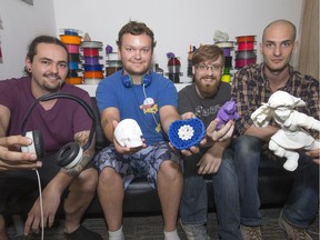 From left to right, the four owners of Create Café, Saskatoon's first commercial 3D printing business: Dustin Maki, Lance Greene, William Topping and Duncan Boyes.