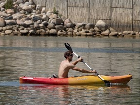 Lots of people were enjoying some paddling on the South Saskatchewan River near the Idylwyld Drive Bridge.