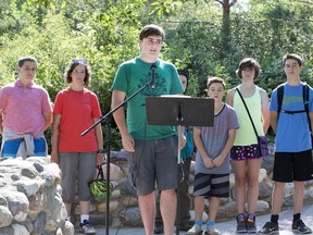 Thomas Lennox-Quiring was among people who voiced their support at a rally for the Meewasin Valley Authority in light of a review being carried out by the provincial government that could strip much of the authority's funding.