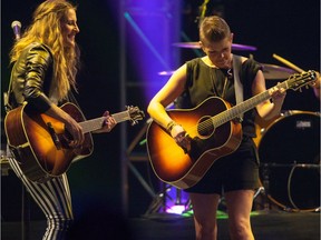 Emily Erwin, left, and Natalie Maines preform as the Dixie Chicks play at Credit Union Centre on Sunday, November 03, 2013. (LIAM RICHARDS/STAR PHOENIX)