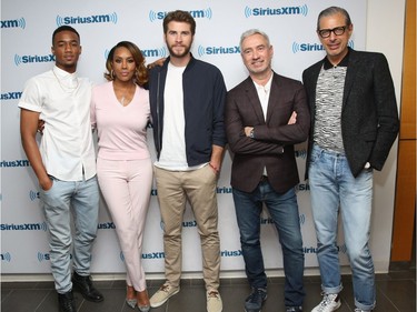 L-R: Jessie T. Usher, Vivica A. Fox, Liam Hemsworth, Roland Emmerich and Jeff Goldblum attend SiriusXM's Town Hall with the Cast of Independence Day: Resurgence, to air on SiriusXM's Entertainment Weekly Radio, on June 15, 2016 in New York City.