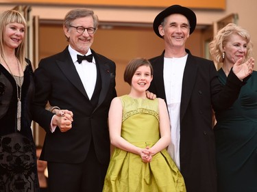 L-R: Kate Capshaw, Steven Spielberg, Ruby Barnhill, Mark Rylance and  Claire van Kampen attend "The BFG" premiere during the 69th annual Cannes Film Festival at the Palais des Festivals on May 14, 2016 in Cannes, France.