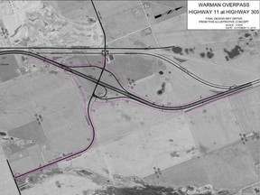 A mockup of the planned Warman overpass.
