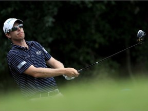 Brantford's David Hearn hits off the 11th tee during the second round of the Barbasol Championship at the Robert Trent Jones Golf Trail at Grand National on Friday in Auburn, Alabama.