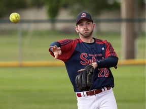 Evan Morris of the Saskatoon Selects at Bob Van Impe Stadium, on July 5.