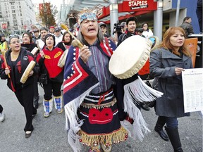 Chief Dolly Abraham, , from Tatla Lake First Nations was among a coalition of First Nations that rallied in Vancouver against the Northern Gateway Pipeline.