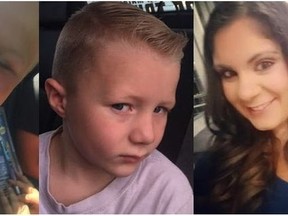 Nine-year-old Theodore Cardinal (left), four-year-old Brenden Major (centre) and 26-year-old Kimberly Oliverio were killed in a crash on Highway 16 west of Langham on Feb. 22, 2016. (Facebook)