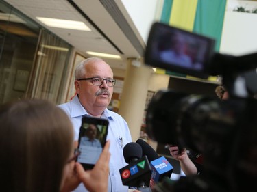 Prince Albert mayor Greg Dionne declares a state of emergency since the city's water supply is under threat after 200,000 litres of oil leaked into the North Saskatchewan River. July 25, 2016.