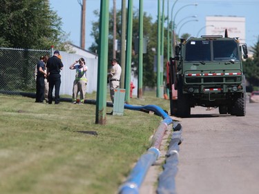 Workers are on site at the Prince Albert water treatment plant preparing for the 30-kilometre waterline that will bring water from the South Saskatchewan River on July 25, 2016.