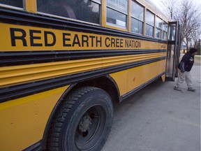 Red Earth First Nation residents arrive in Saskatoon, Sask. Friday, April 20, 2007, following a state of emergency declared by the northern reserve due to rising flood waters.